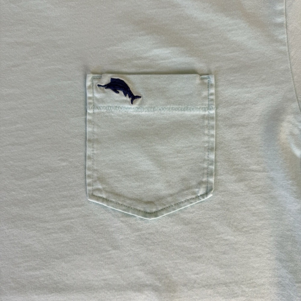Tommy Bahama T Shirt Mens Large Aqua Blue Pima Cotton Pocket Tee Casual - Picture 5 of 5